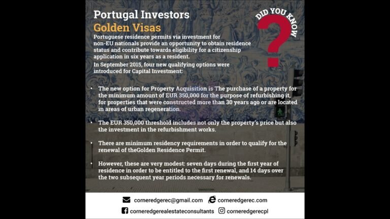 Portugal Golden Visa Program 4 new qualifying options for Capital Investment,