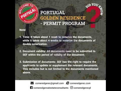 Portuguese Golden Residence Permit Program PGRPP 4 Process Initial Application