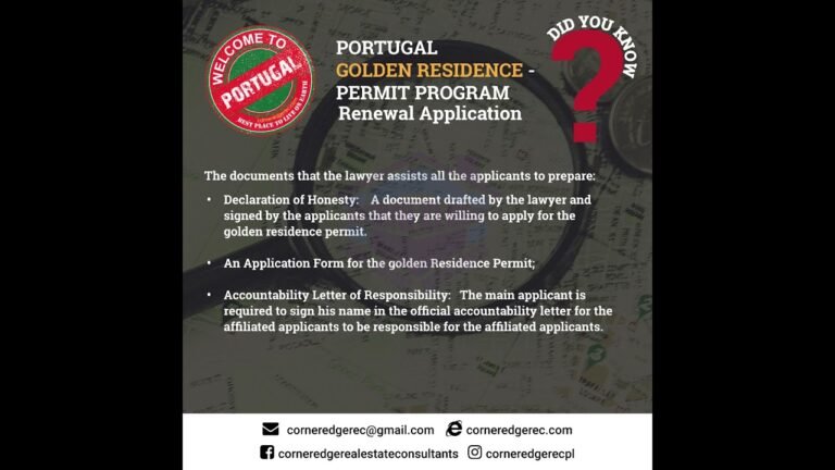 Portuguese Golden Residence Permit Program PGRPP 7  Process  Renewal Application