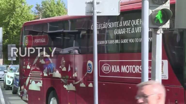 Russia: Portugal team's hotel mobbed by football fans Russia: Portugal team's hotel mobbed by football fans