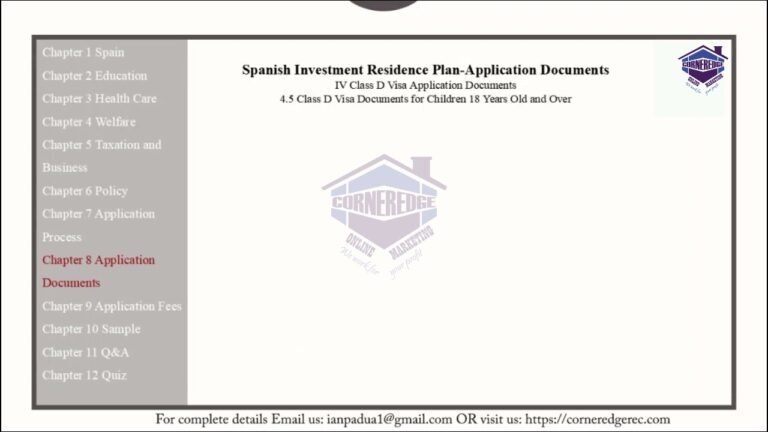 Spanish Investment Residence Plan Application Documents