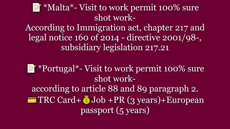 Malta & Portugal Work Permit to Residency Permit