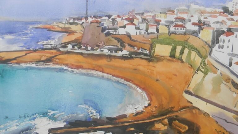 Algarve Beach Portugal🇵🇹 | Painting Every Country | Algarve Portugal | Beach Painting | #Shorts