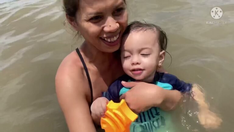 First time ni baby sa beach my (Filipina/Portuguese American)