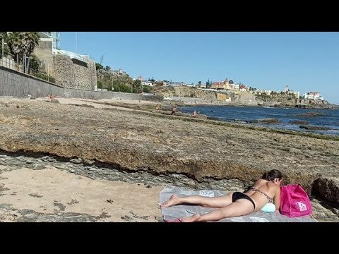 Cascais Beach, Poça and Azarujinha Beach Walk August 2021, Lisbon Portugal [4k Ultra HD]