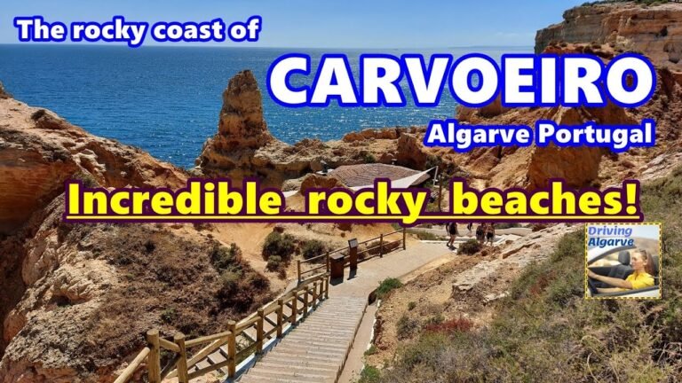 The fantastic rocky coast of CARVOEIRO (Algarve Portugal) Small, nice wild beaches, caves10/2021 HD