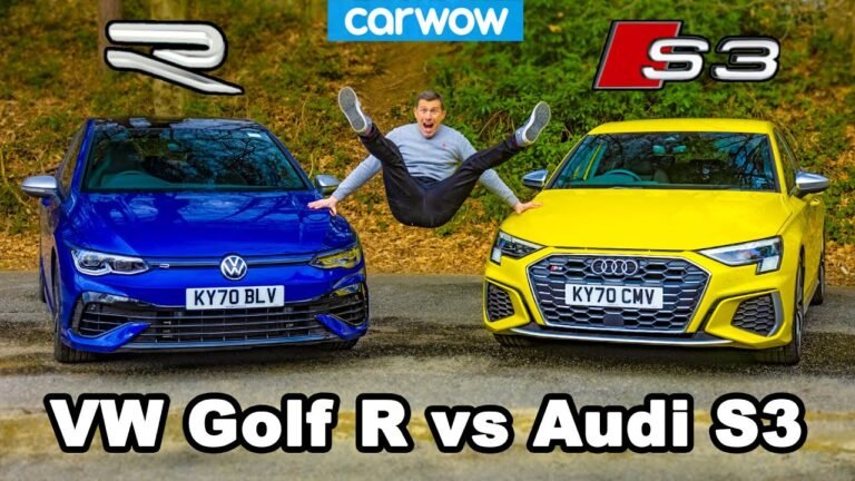 VW Golf R v Audi S3 – review & 0-60mph, 1/4-mile and brake comparison!