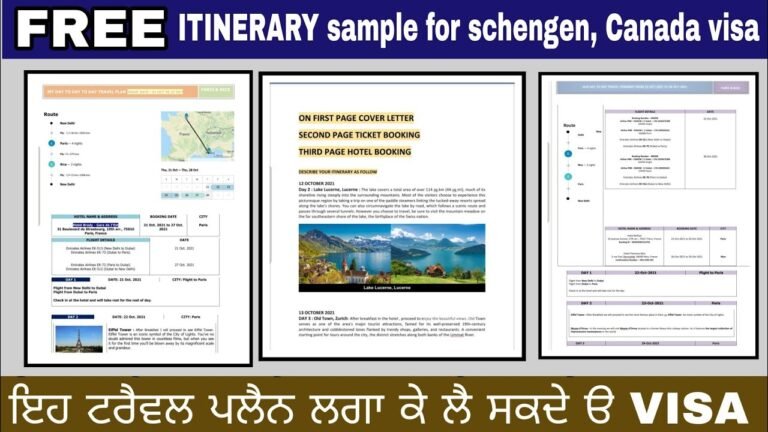 Travel Itinerary for Schengen and Canada visa | must watch