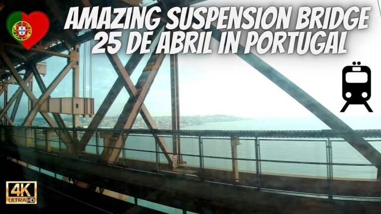 Arriving in Lisbon by Train Crossing the Amazing Suspension Bridge 25 de Abril in Portugal 🇵🇹🚄🌉