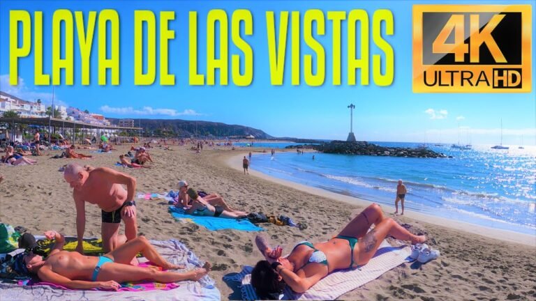 Playa de Las Vistas – Beach Walk Tour – Los Cristianos Saturday 27 November 2021 Tenerife 4k