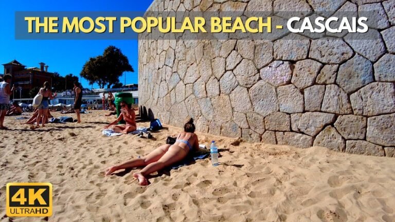 Praia da Conceição Beach, HOT DAY🌡️ Beach Walk In Cascais October 2021, West Lisbon 【4K UHD】