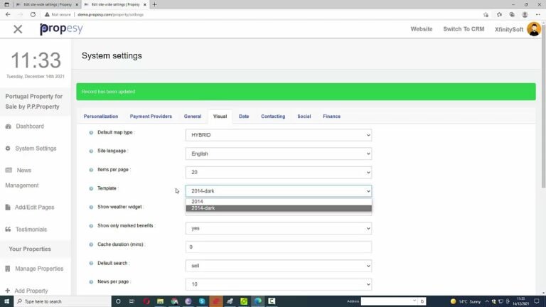 System Settings for Propesy Real Estate Website and CRM
