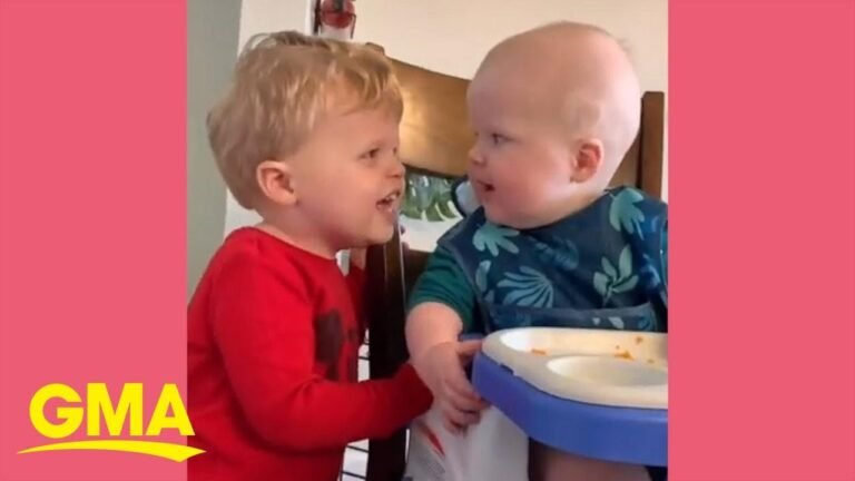 Toddler and baby brother become instant besties l GMA