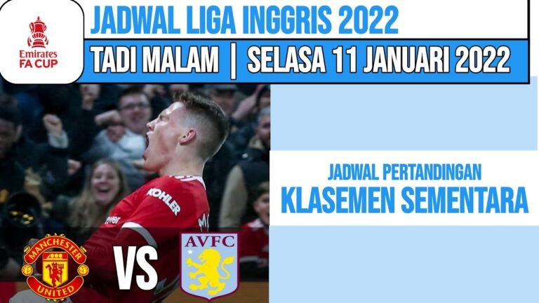 Jadwal Liga Inggris Man united vs Aston Villa FA Cup 11 Januari 2022 Dan Klasemen Sementara