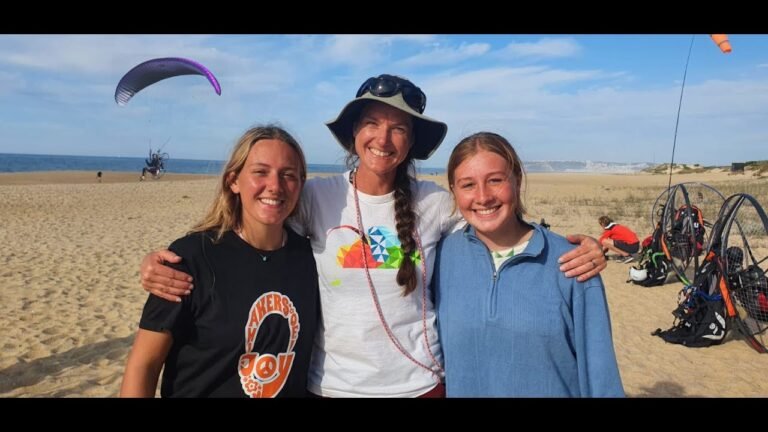 Paramotor dream flight on the beach of Portugal.