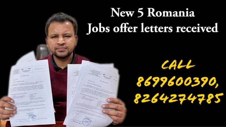 Received New Romania 5 job offer letters. Call 8264274785, 8699600390