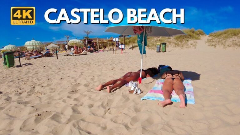 4k Walking Castelo Beach🏖️ (Praia do Castelo) Portugal Beach Summer 2021 Beach Walk