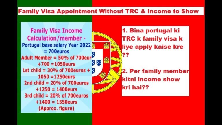 Portugal Family Visa Information | Book Family Visa Appointment Without TRC | Income Calculation |