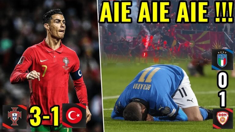 RONALDO À L'ORIGINE DE LA VICTOIRE! L’ITALIE ÉLIMINÉE PORTUGAL 3 1 TURQUIE ITALIE 0 1 MACÉDOINE NORD