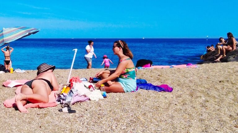 Benalmadena Malaga Spain Beach Walk in April 2022 [4K]