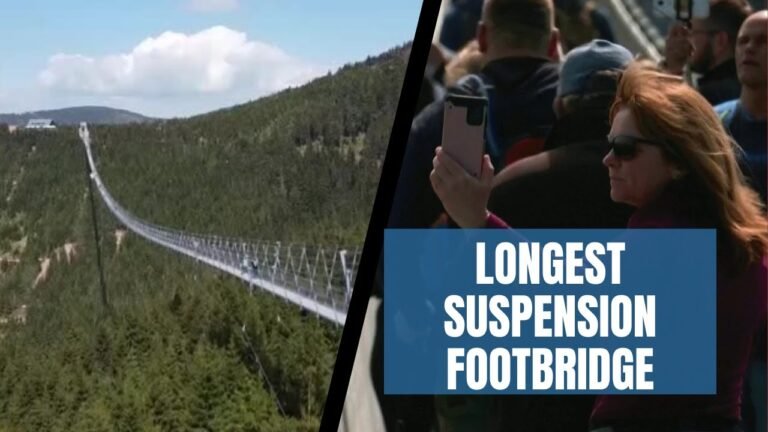Drone footage of the world's longest suspension footbridge in the Czech Republic