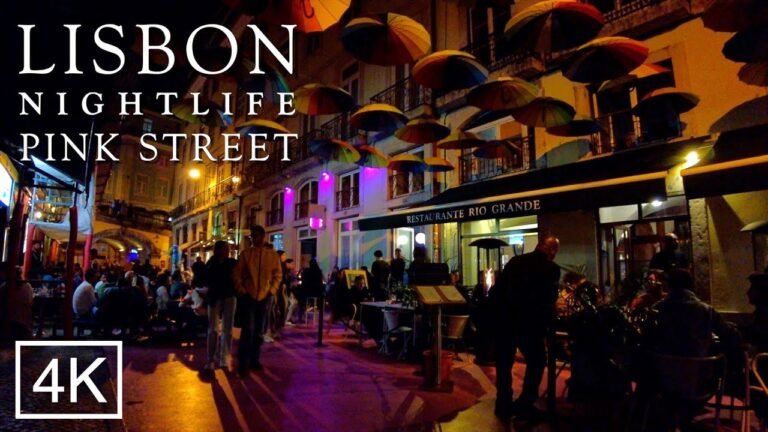 Nightlife in Lisbon Portugal: LISBON PINK STREET – CAIS DO SODRÉ Lisboa 2022 – 4K ASMR