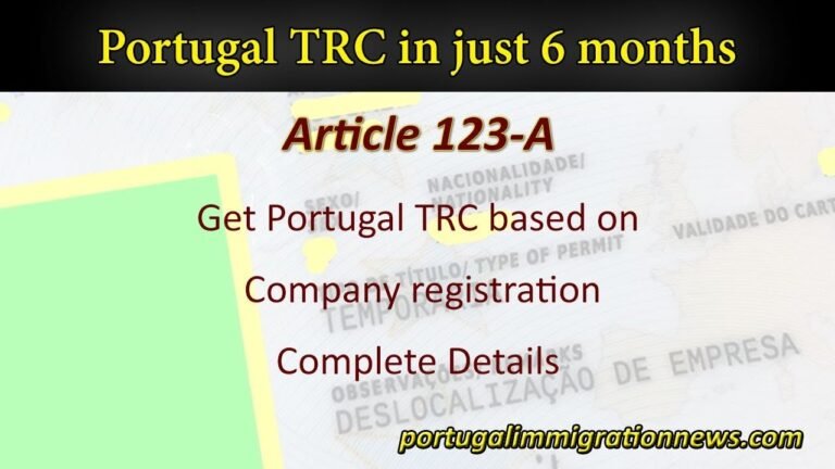 Portugal Quick TRC Process by Registering Company | Article 123-A