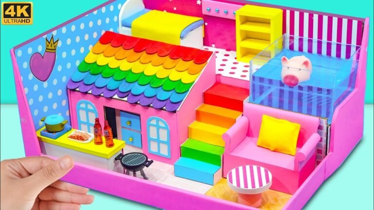 (Satisfying) Build House With Rainbow Roof, Swimming Pool,Bedroom, Living Room #6 – Pinky Cardboard