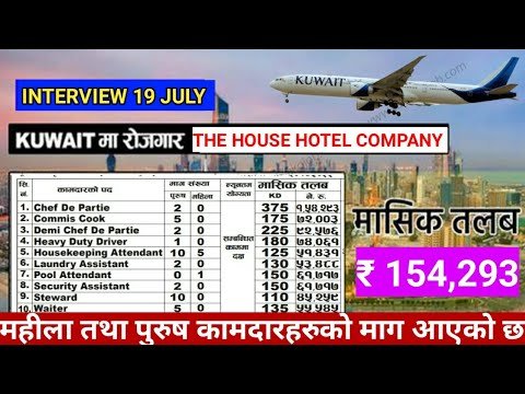 5 star hotel job in Kuwait / the house hotel company jobs 2022 / Kuwait vacancy in Nepal 2022 /