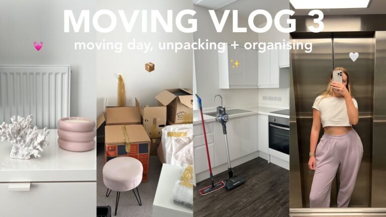 MOVING VLOG 3: moving day, empty apartment tour (old), unpacking + organising 📦💖 | Libby Horner