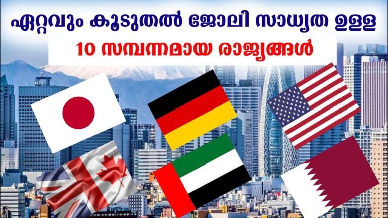 ഏറ്റവും കൂടുതൽ ജോലി സാധ്യത ഉള്ള 10 രാജ്യങ്ങൾ | 10 countries with the highest employment potential