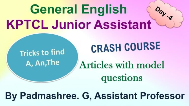 KPTCL-Junior Assistant- General English-tricks to answer  questions on Article with model questions