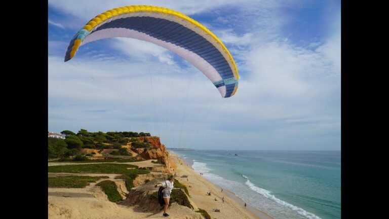 Paragliding Falesia Beach in Algarve, Portugal