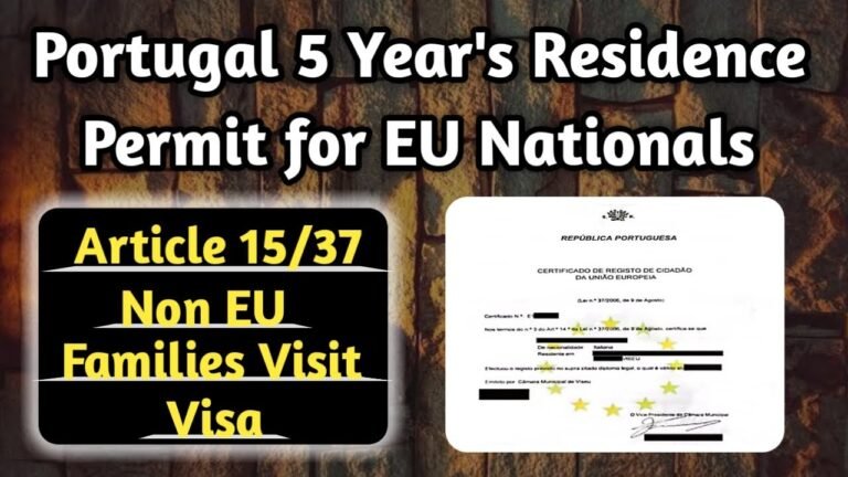 Portugal Five Years Residence Permit for EU Nationals 2022 | پرتگال کا پانچ سال کا ریزیڈنس کارڈ