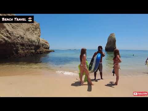 Beach Walk | Praia do Carvalho Beach walk | Algarve portugal 2022 | 4K Beach Travel