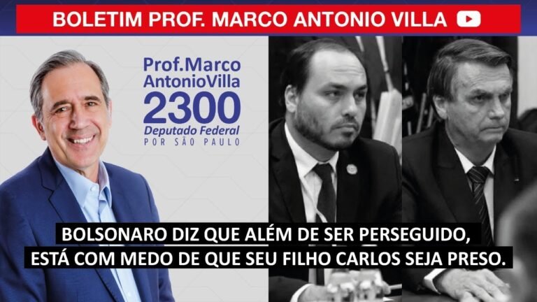 Bolsonaro diz que além de ser perseguido, está com medo de que seu filho Carlos seja preso.