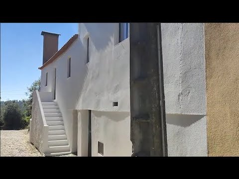 PAINTING THE FRONT  OF FARM HOUSE , PORTUGAL , HOMESTEAD , RUIN , RENOVATION.