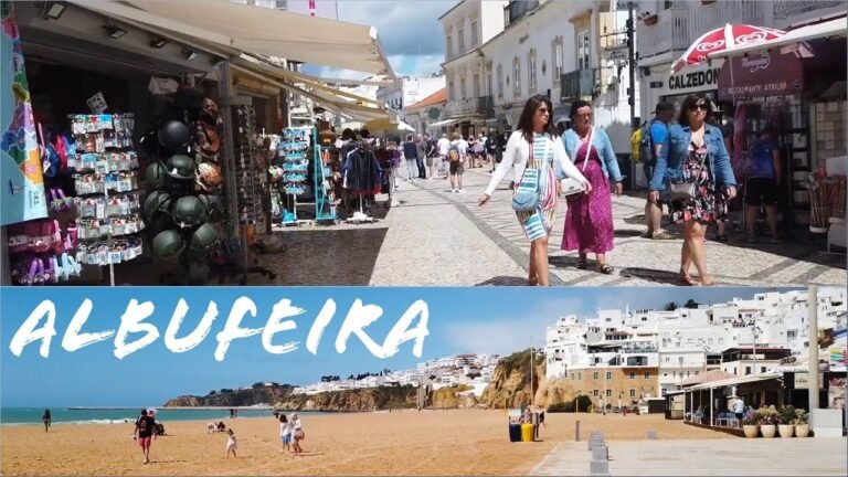 Albufeira old town Portugal beach, walk through the shops and main square