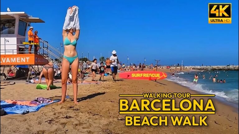 Barcelona – Beach walking tour in summer – Spain 2022[4k60FPS]