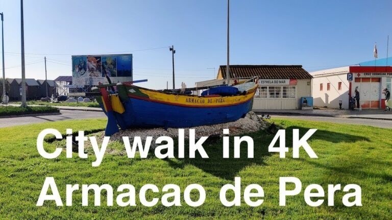 City walk Armacao de Pera at the Algarve coast in Portugal.