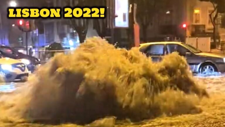 Crazy footage of floods in Lisbon! Days of heavy rain batters Portugal (Cheias Lisboa)