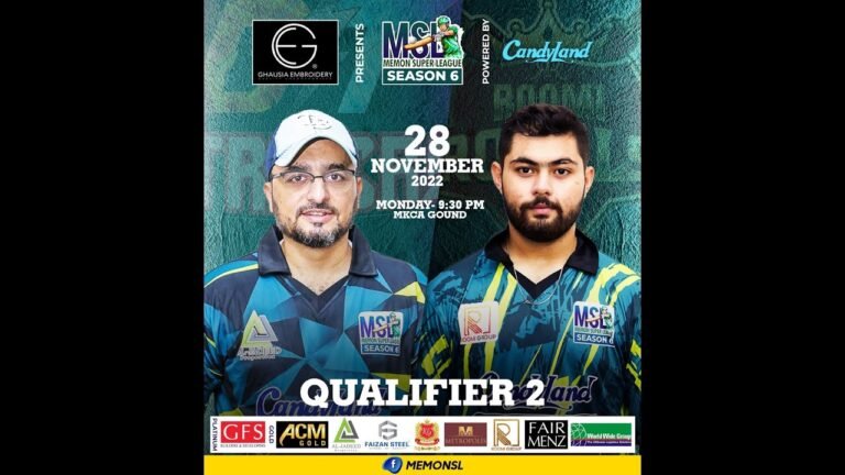 Memon Super League Season#6 | Qualifier 2 | Downtown Strikers vs Roomi Royals