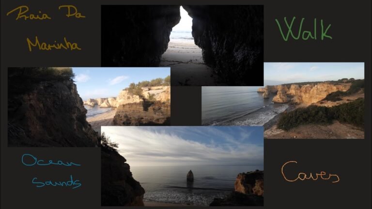 Sunrise Walk at Praia Da Marinha, Algarve, Portugal, Ocean Sounds,Caves,Sandy Beaches