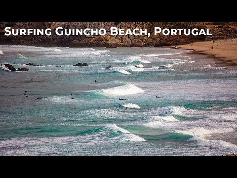 Surfers at Guincho Beach in Cascais, Portugal