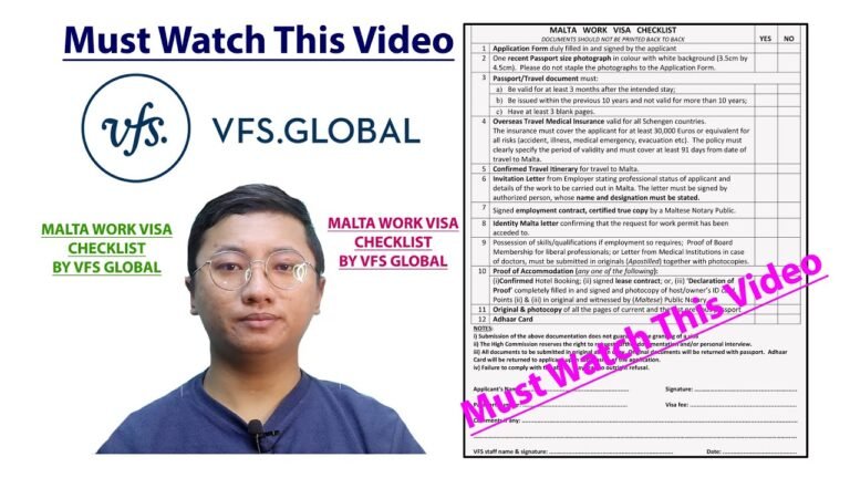 VFS GLOBAL Malta Work Visa Checklist for Visa Application